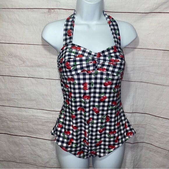 Hot Topic | Cherry Gingham Short Swimsuit | Size S/M - Picture 4 of 11